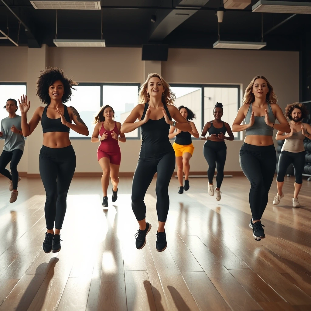 High-energy group fitness class in session