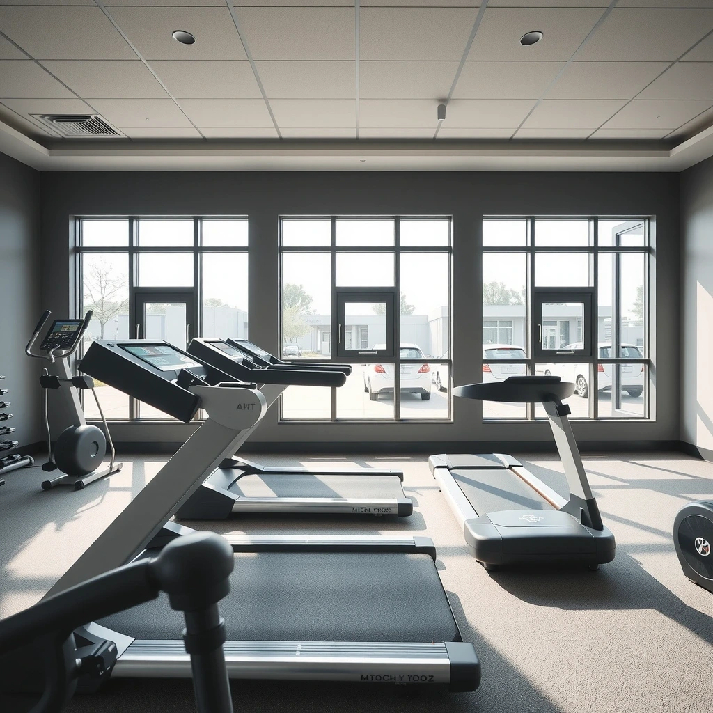 Clean gym interior with natural light